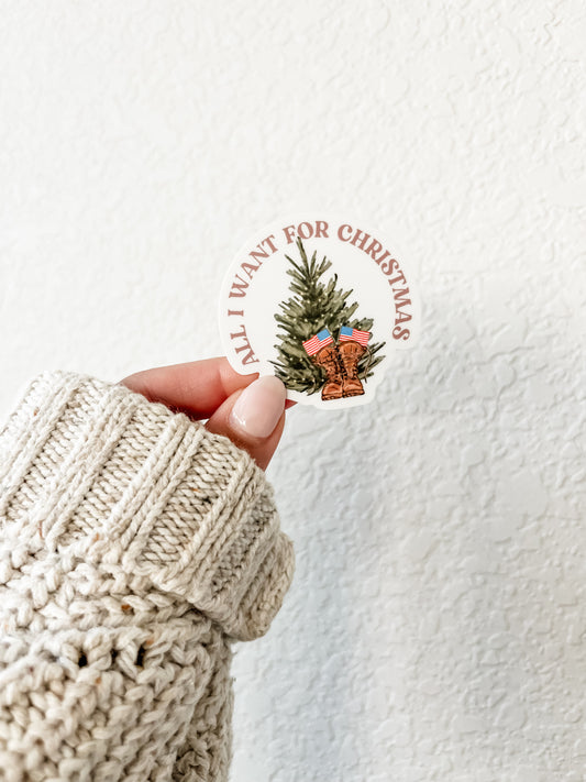 All I want for Christmas Military Sticker (Christmas Tree)